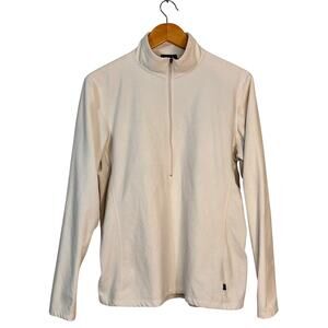 REI Sweater Womens XL Cream Beige 1/2 Zip Fleece Pullover Outdoor Hiking Camping
